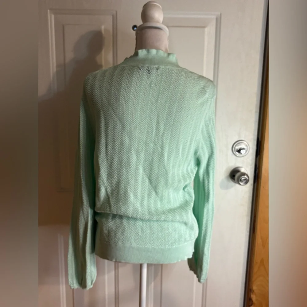 J. Crew Pointella Mockneck Knit Sweater size Large mint green color